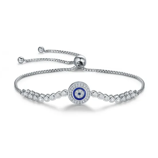(image for) Pandora Style Silver Devil's Eye Slider Bracelet - SCB033