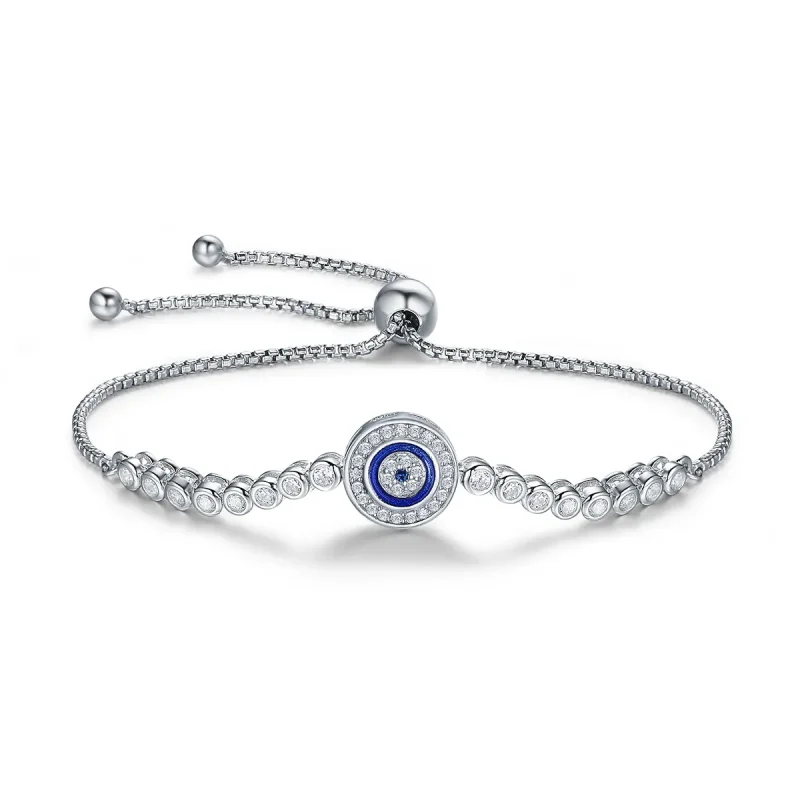 (image for) Pandora Style Silver Devil's Eye Slider Bracelet - SCB033