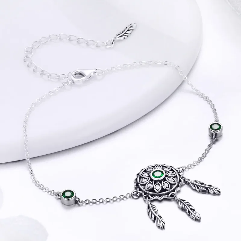 (image for) Pandora Style Silver Dreamcatcher Chain Slider Bracelet - SCB078 - View 3