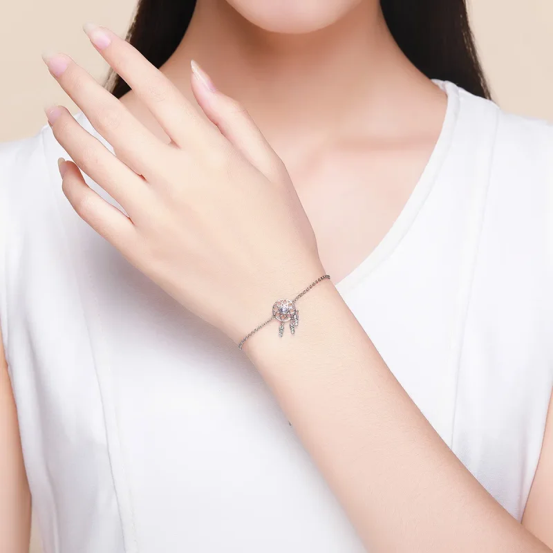 (image for) Pandora Style Silver Dreamcatcher Chain Slider Bracelet - SCB111 - View 2