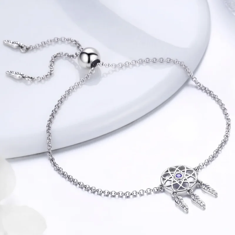 (image for) Pandora Style Silver Dreamcatcher Chain Slider Bracelet - SCB111 - View 4