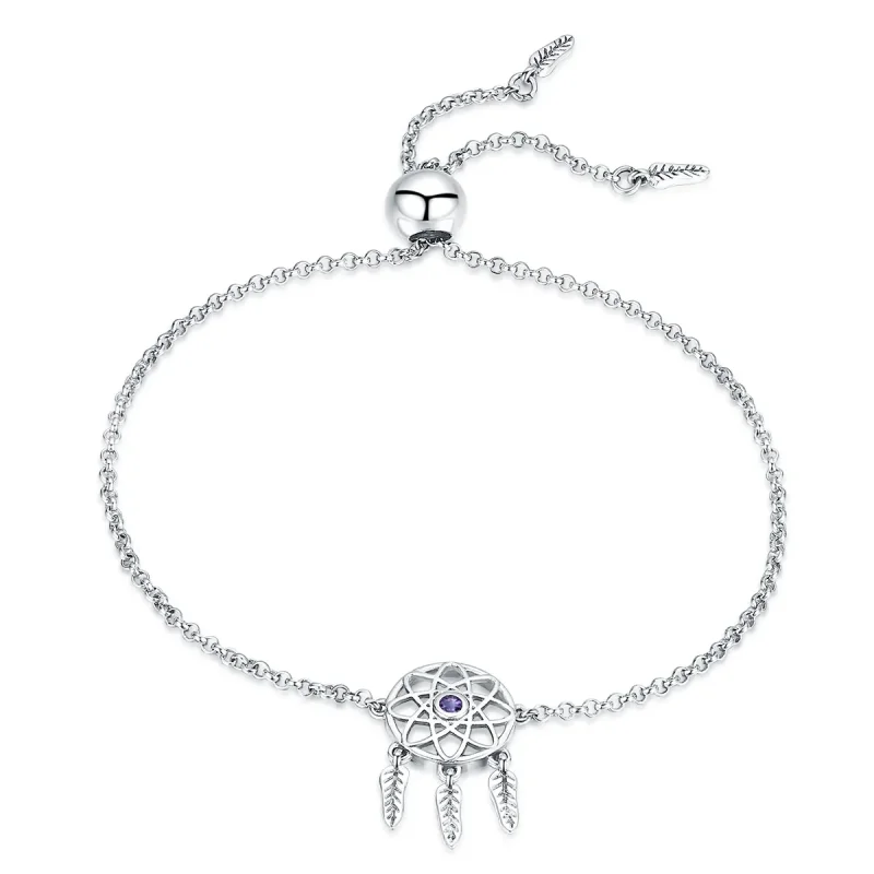 (image for) Pandora Style Silver Dreamcatcher Chain Slider Bracelet - SCB111