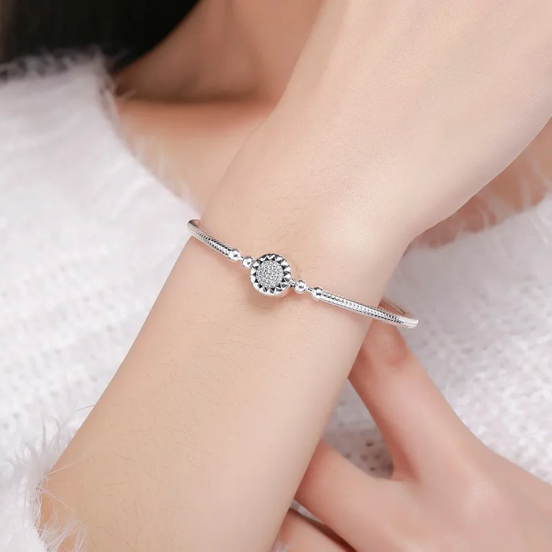 (image for) Pandora Style Silver Elegance Bright Heart Chain Bracelet - SCB059 - View 2
