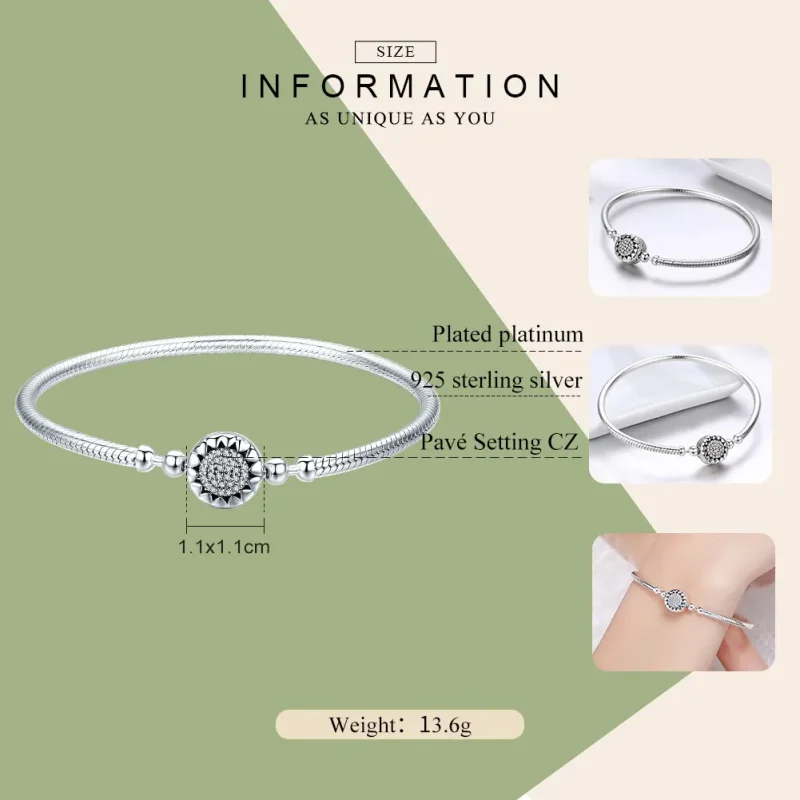 (image for) Pandora Style Silver Elegance Bright Heart Chain Bracelet - SCB059 - View 3