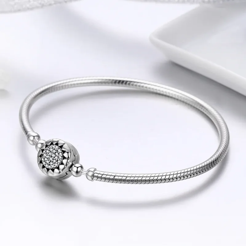 (image for) Pandora Style Silver Elegance Bright Heart Chain Bracelet - SCB059 - View 4