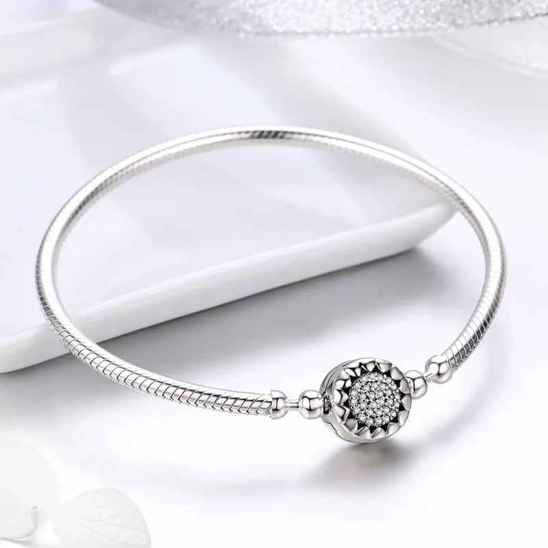 (image for) Pandora Style Silver Elegance Bright Heart Chain Bracelet - SCB059 - View 5