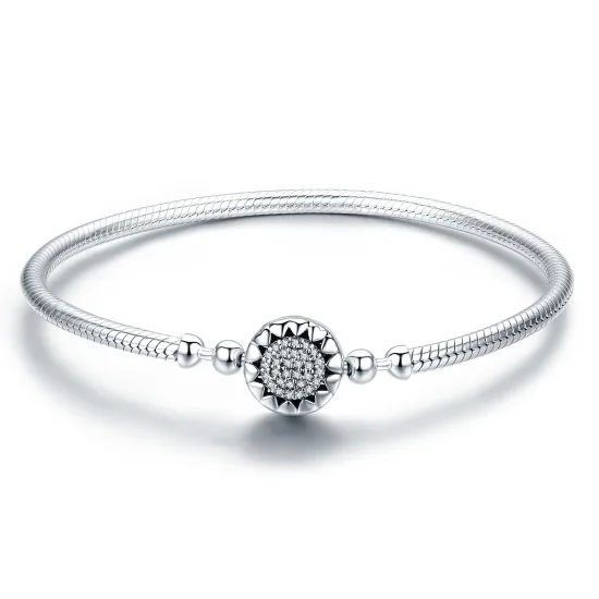 (image for) Pandora Style Silver Elegance Bright Heart Chain Bracelet - SCB059