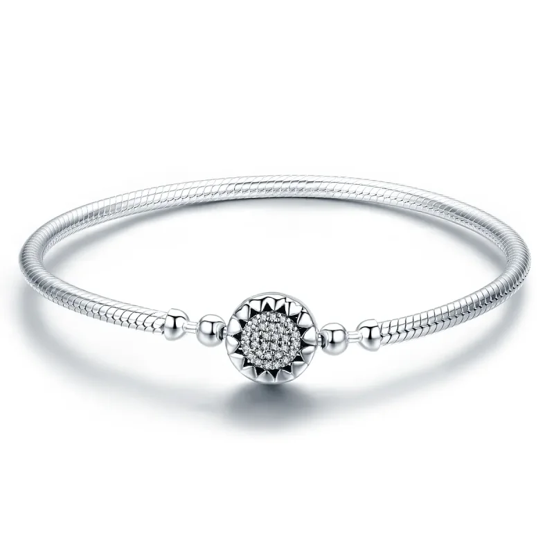 (image for) Pandora Style Silver Elegance Bright Heart Chain Bracelet - SCB059