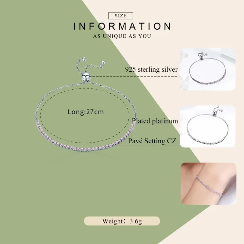 (image for) Pandora Style Silver Elegant Accompany Slider Tennis Bracelet - SCB045 - View 3