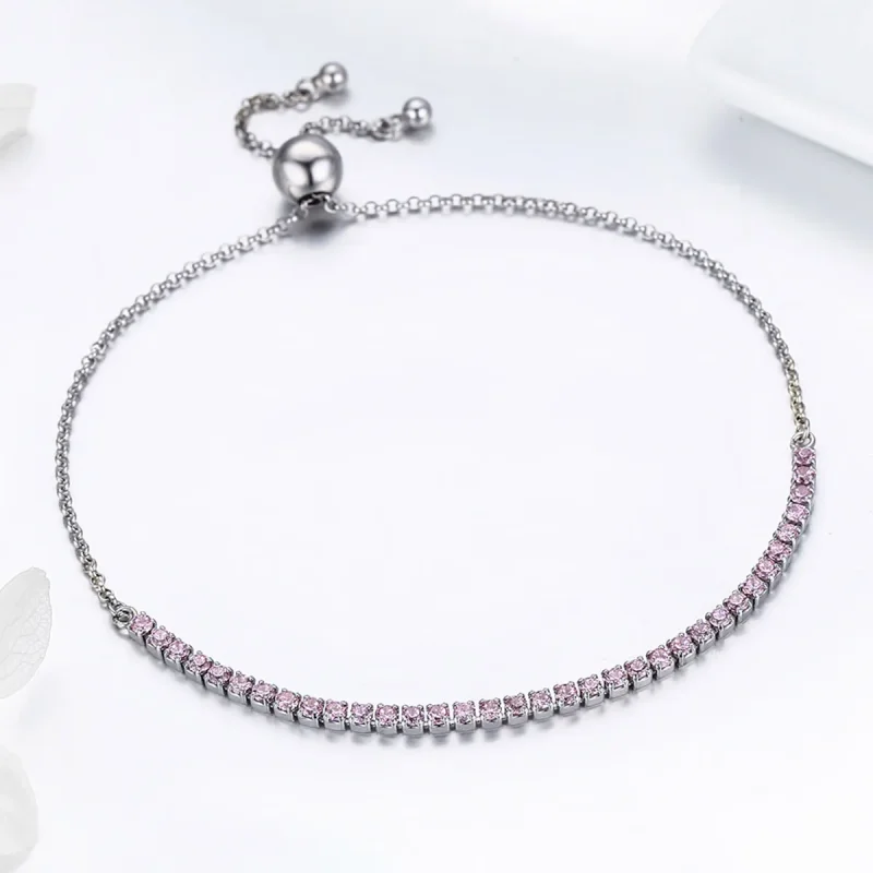 (image for) Pandora Style Silver Elegant Accompany Slider Tennis Bracelet - SCB045 - View 4