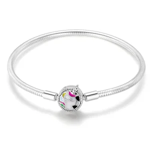 Pandora Style Silver Enamel Unicorn Memory Chain Bracelet - SCB083 (image for) Pandora Style Silver Enamel Unicorn Memory Chain Bracelet - SCB083