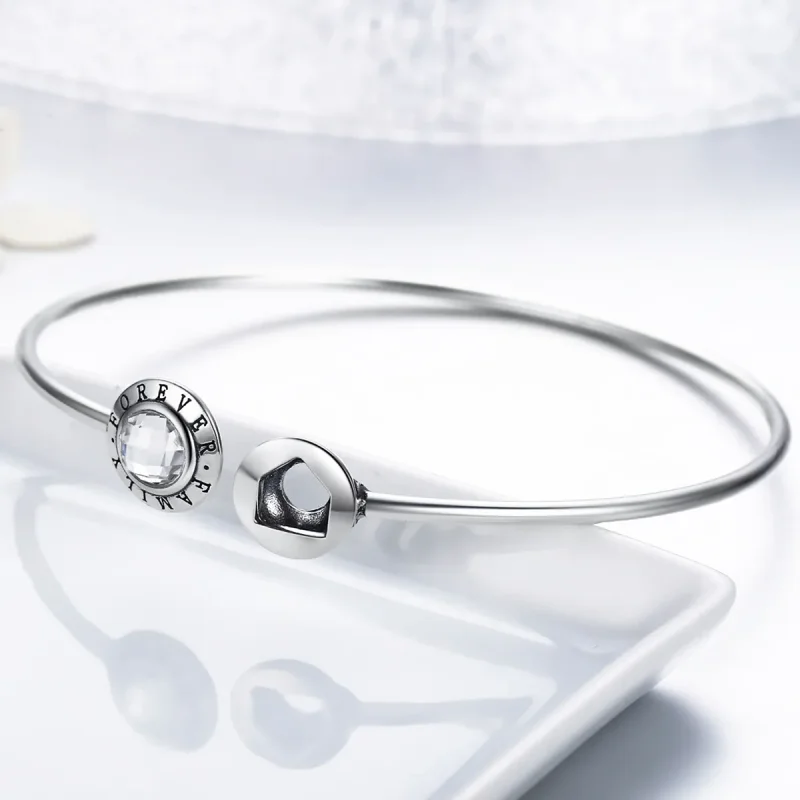 (image for) Pandora Style Silver Eternal Home Open Bangle - SCB011 - View 4