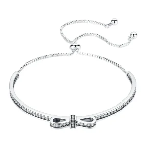 Pandora Style Silver Eternity Sweet Bow Slider Bangle - SCB108 (image for) Pandora Style Silver Eternity Sweet Bow Slider Bangle - SCB108
