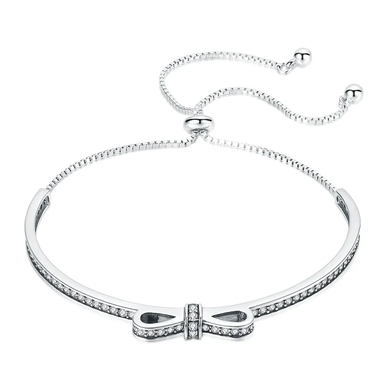 (image for) Pandora Style Silver Eternity Sweet Bow Slider Bangle - SCB108