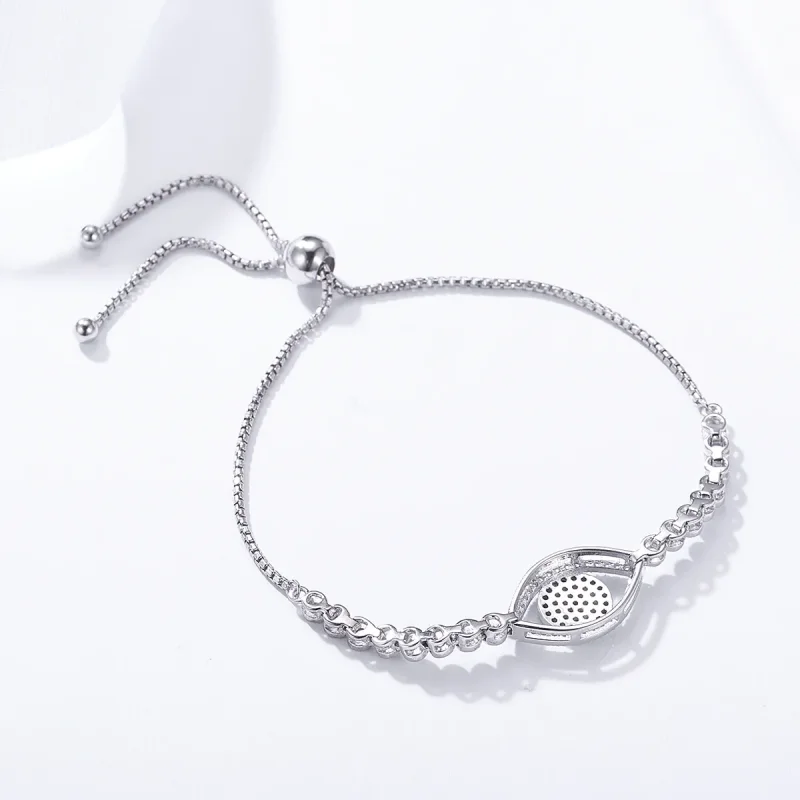 (image for) Pandora Style Silver Evil Eye Slider Bracelet - SCB034 - View 4