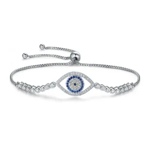 Pandora Style Silver Evil Eye Slider Bracelet - SCB034 (image for) Pandora Style Silver Evil Eye Slider Bracelet - SCB034