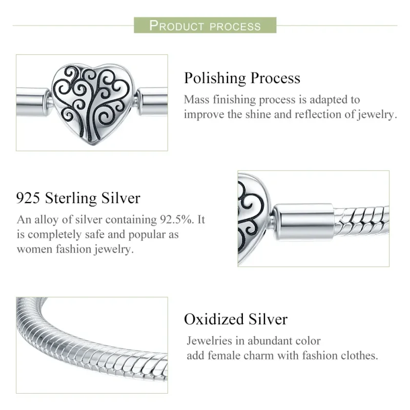 (image for) Pandora Style Silver Family Tree Chain Bracelet - SCB066 - View 3
