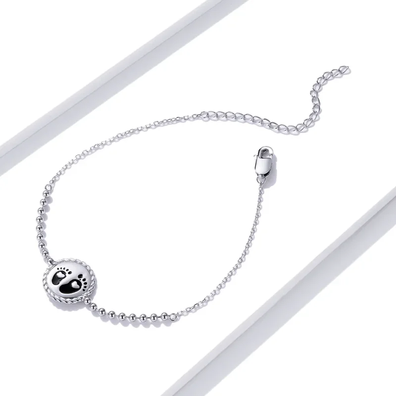 (image for) Pandora Style Silver Footprint bracelet - SCB209 - View 2