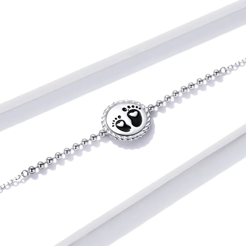 (image for) Pandora Style Silver Footprint bracelet - SCB209 - View 4