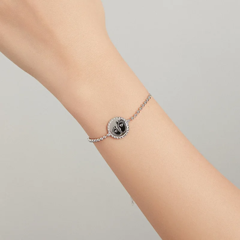 (image for) Pandora Style Silver Footprint bracelet - SCB209 - View 8