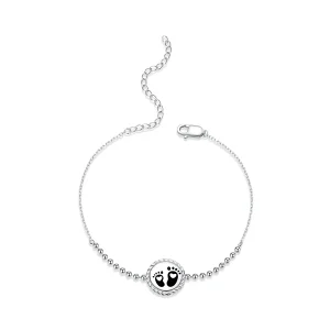 Pandora Style Silver Footprint bracelet - SCB209 (image for) Pandora Style Silver Footprint bracelet - SCB209