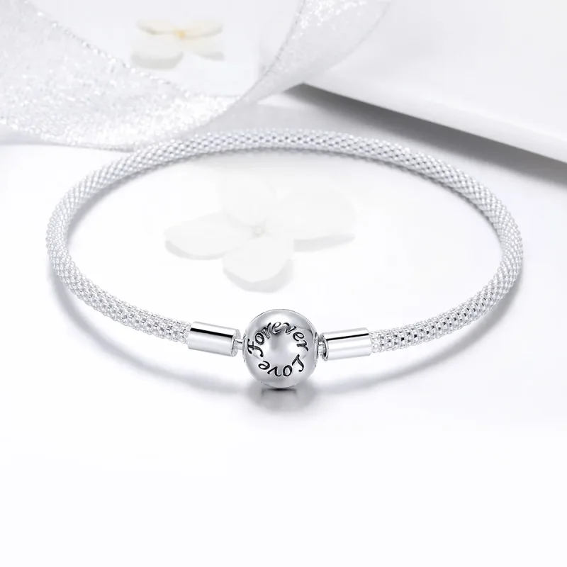 (image for) Pandora Style Silver Forever Love Mesh Bracelet - SCB105 - View 4