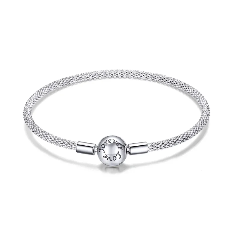 (image for) Pandora Style Silver Forever Love Mesh Bracelet - SCB105