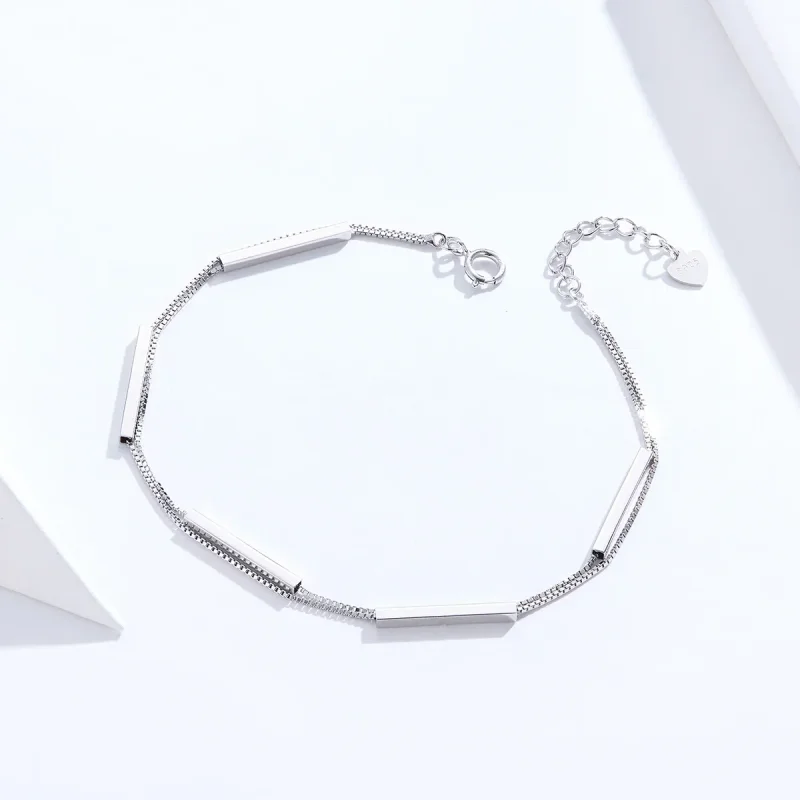 (image for) Pandora Style Silver Geometry Chain Slider Bracelet - SCB170 - View 4