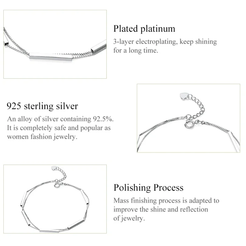 (image for) Pandora Style Silver Geometry Chain Slider Bracelet - SCB170 - View 6