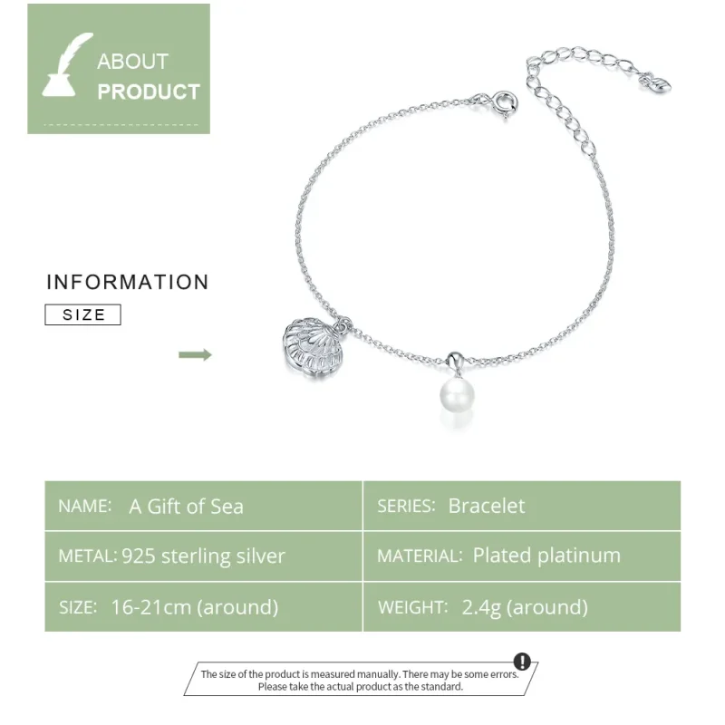 (image for) Pandora Style Silver Gift of Sea Dainty Chain Slider Bracelet - SCB179 - View 5