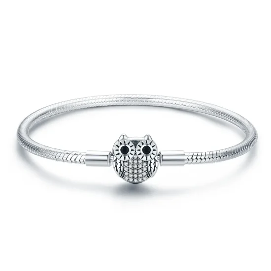 (image for) Pandora Style Silver Graduation Cute Owl Chain Bracelet - SCB067