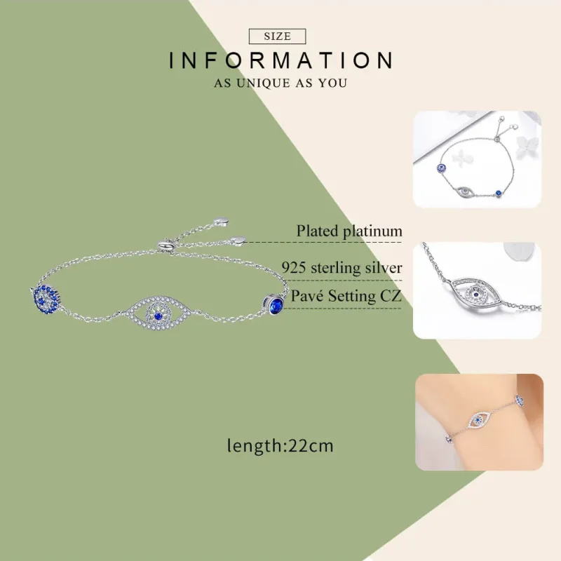 (image for) Pandora Style Silver Guardian Eye Chain Slider Bracelet - SCB089 - View 6