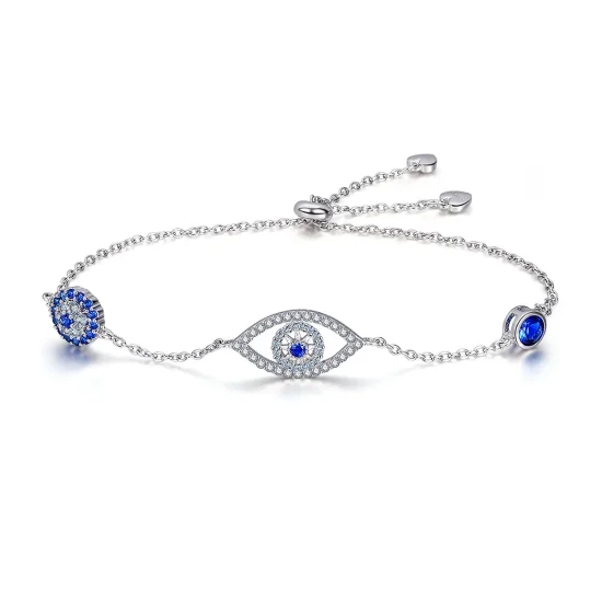 (image for) Pandora Style Silver Guardian Eye Chain Slider Bracelet - SCB089