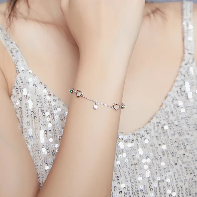 (image for) Pandora Style Silver Heart Balls Girl Slider Bracelet - SCB180 - View 3