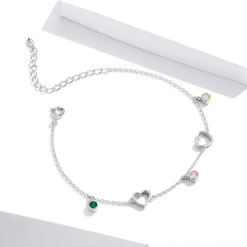 (image for) Pandora Style Silver Heart Balls Girl Slider Bracelet - SCB180 - View 4