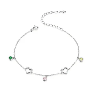 (image for) Pandora Style Silver Heart Balls Girl Slider Bracelet - SCB180