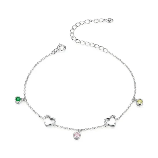(image for) Pandora Style Silver Heart Balls Girl Slider Bracelet - SCB180