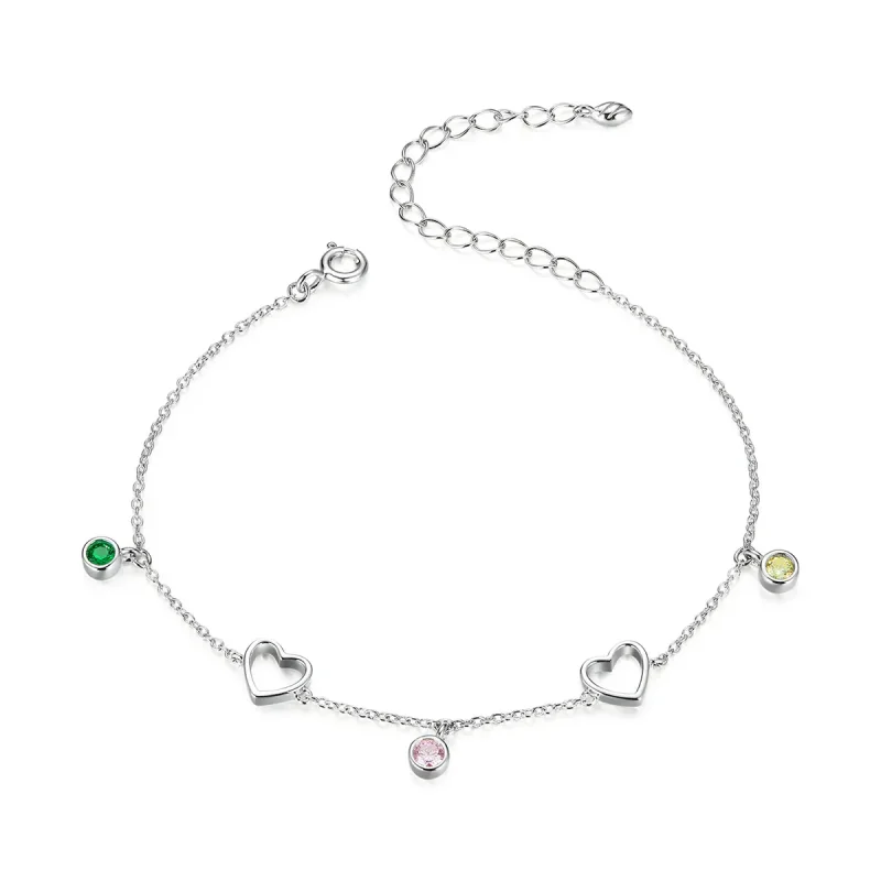 (image for) Pandora Style Silver Heart Balls Girl Slider Bracelet - SCB180