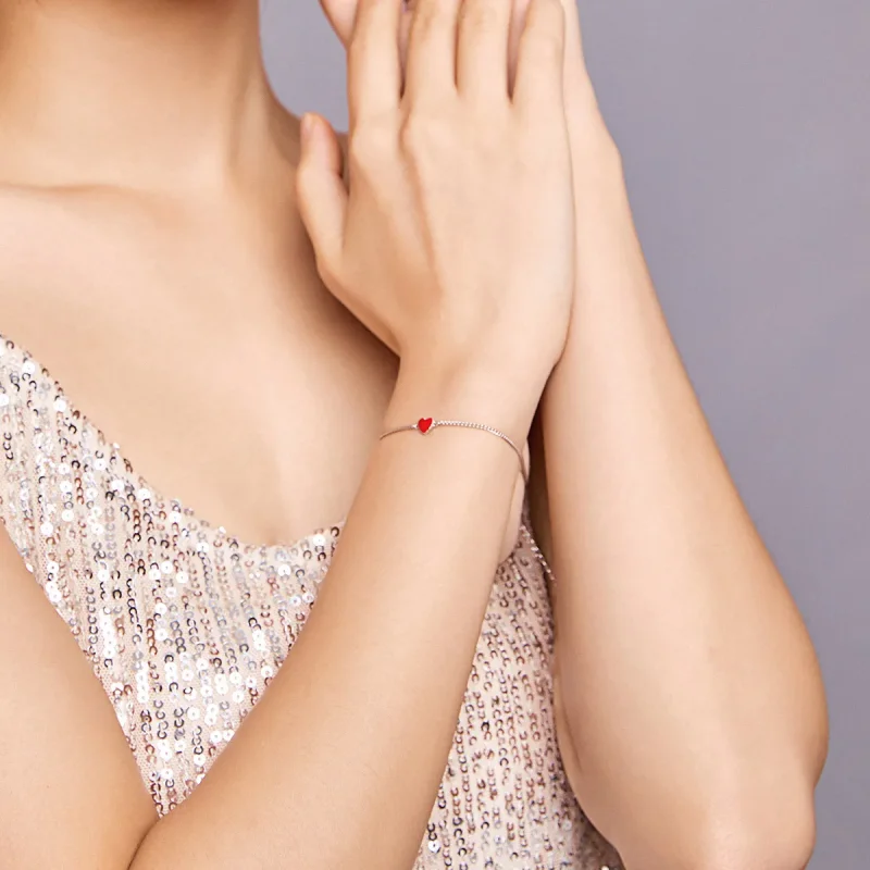 (image for) Pandora Style Silver Heart bracelet - SCB182 - View 6