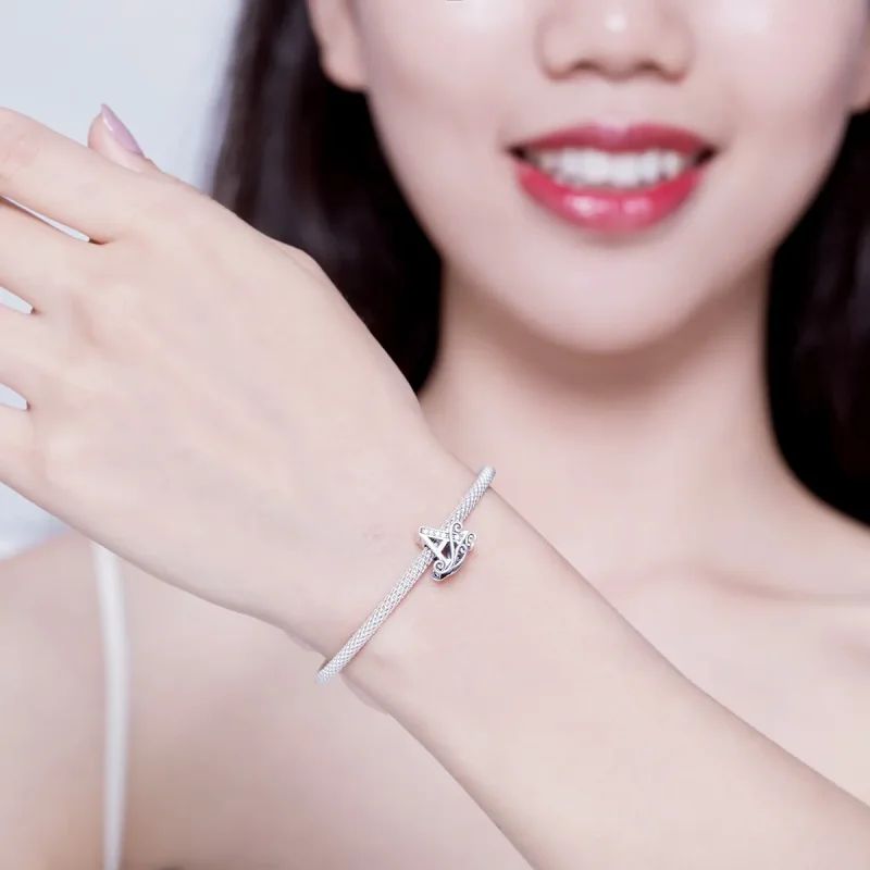 (image for) Pandora Style Silver Letter A Mesh Bracelet - SCB829 - View 2