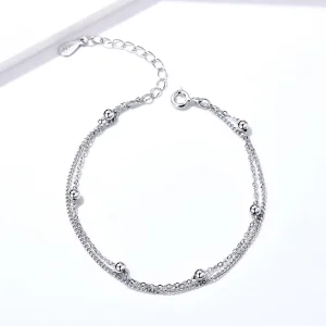 (image for) Pandora Style Silver Little Beads Chain Slider Bracelet - SCB131