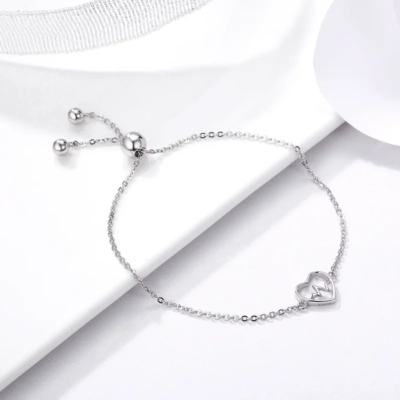 (image for) Pandora Style Silver Love Cardiogram Slider Bracelet - SCB019 - View 3
