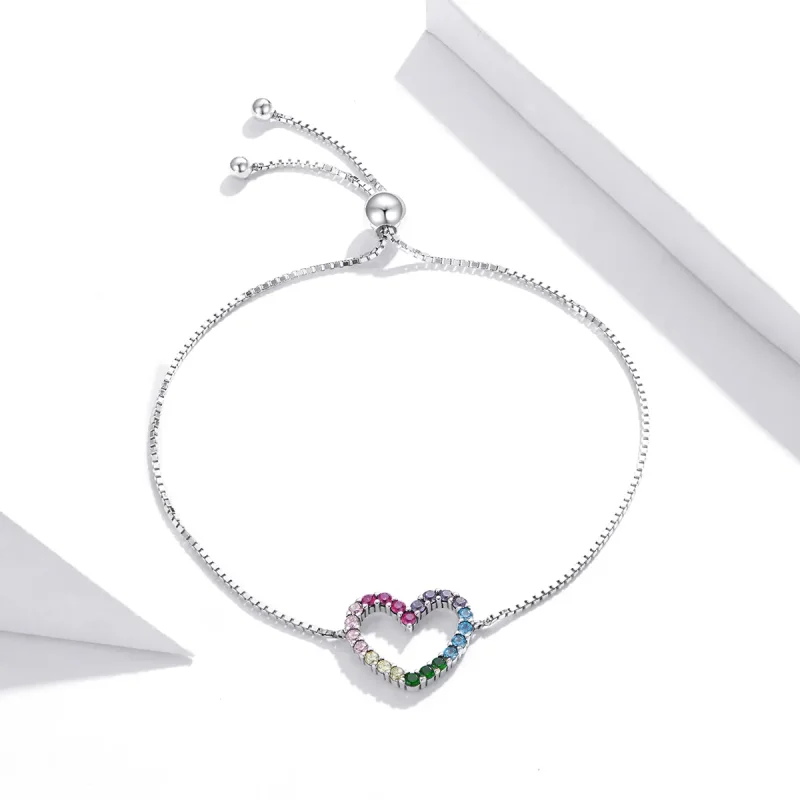 (image for) Pandora Style Silver Love of Rainbow bracelet - SCB216 - View 3