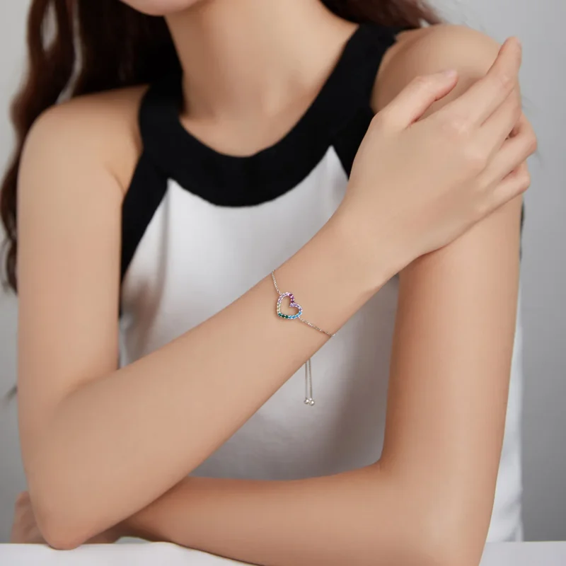 (image for) Pandora Style Silver Love of Rainbow bracelet - SCB216 - View 5