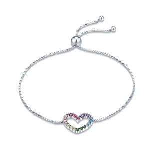 Pandora Style Silver Love of Rainbow bracelet - SCB216 (image for) Pandora Style Silver Love of Rainbow bracelet - SCB216