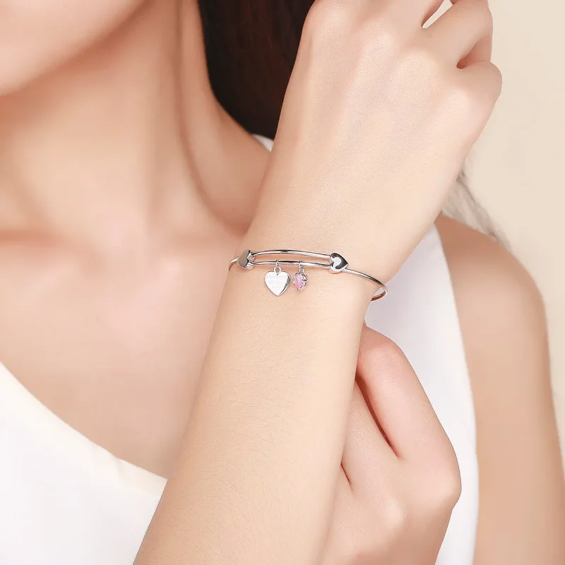(image for) Pandora Style Silver Love Promise Charm Entwined Slider Bangle - SCB124 - View 2
