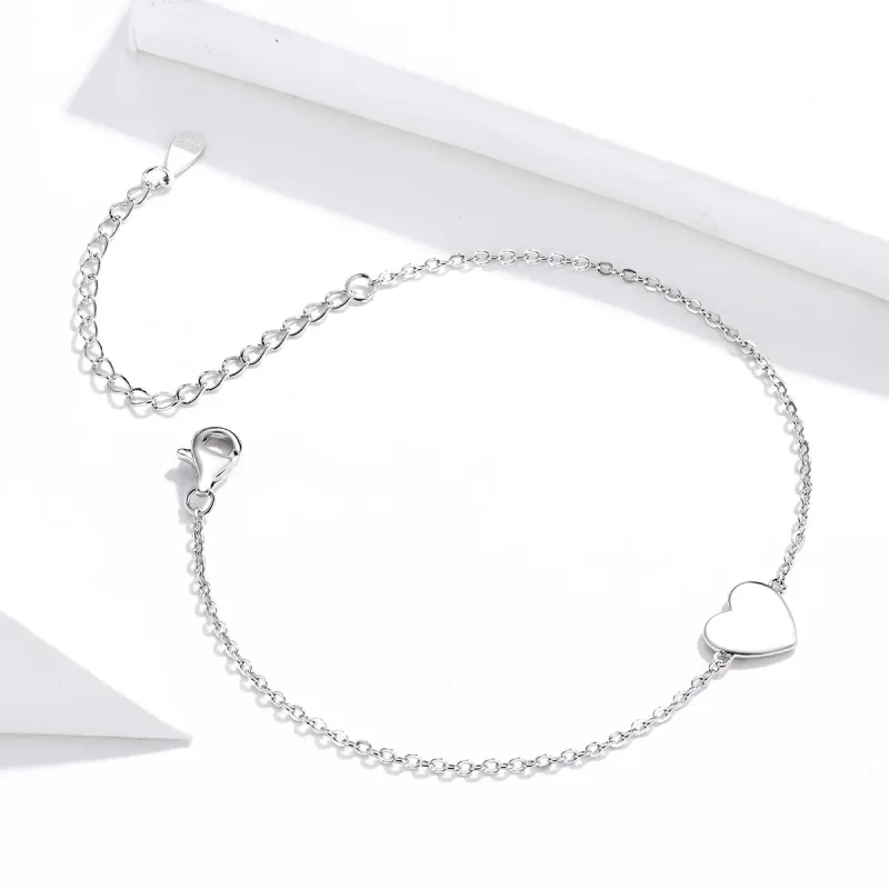 (image for) Pandora Style Silver Loved Heart Chain Slider Bracelet - SCB161 - View 4