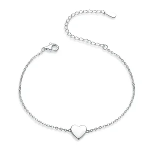(image for) Pandora Style Silver Loved Heart Chain Slider Bracelet - SCB161