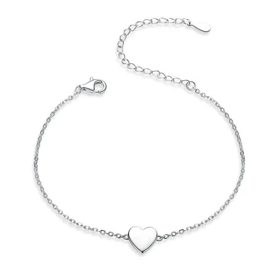 (image for) Pandora Style Silver Loved Heart Chain Slider Bracelet - SCB161
