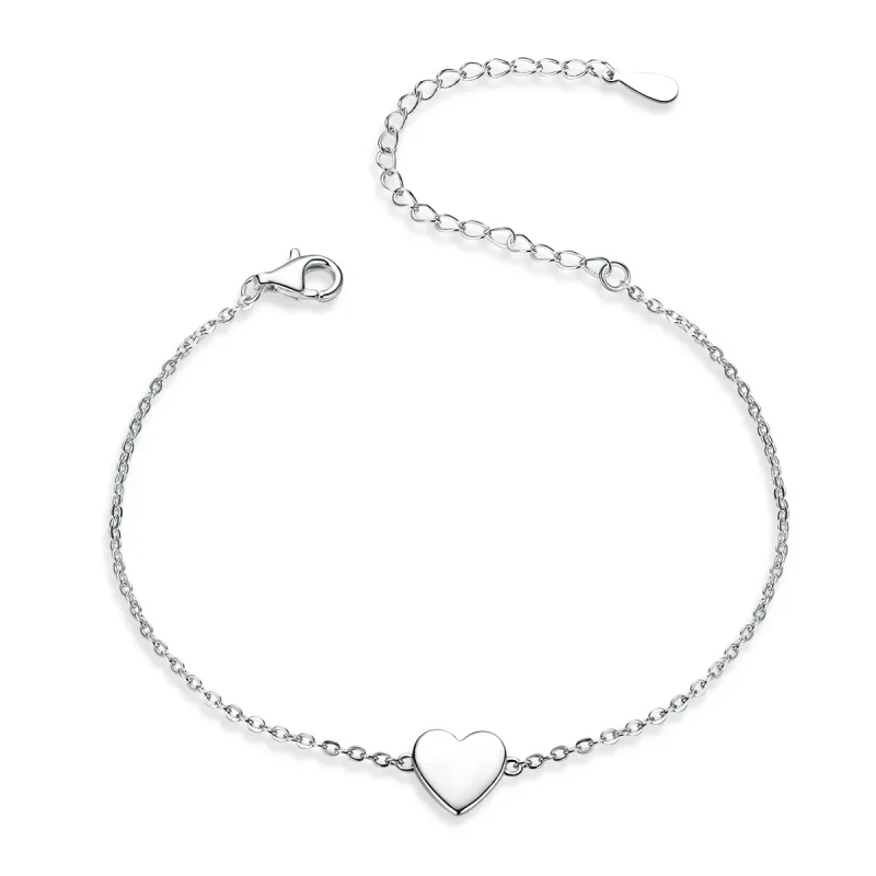 (image for) Pandora Style Silver Loved Heart Chain Slider Bracelet - SCB161